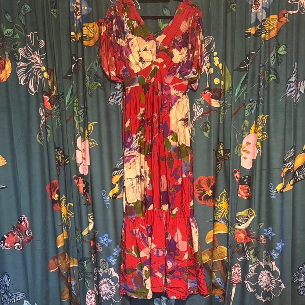 Floral Maxi Dress - Red and Purple